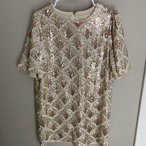 Vintage inspired shift dress, gold sequins